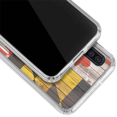 Maryland Flag Dark Wood Galaxy A50 Clear Case