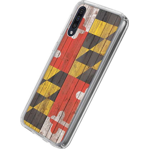 Maryland Flag Dark Wood Galaxy A50 Clear Case