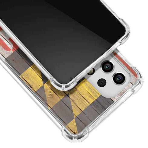 Maryland Flag Dark Wood Galaxy A53 5G Clear Case