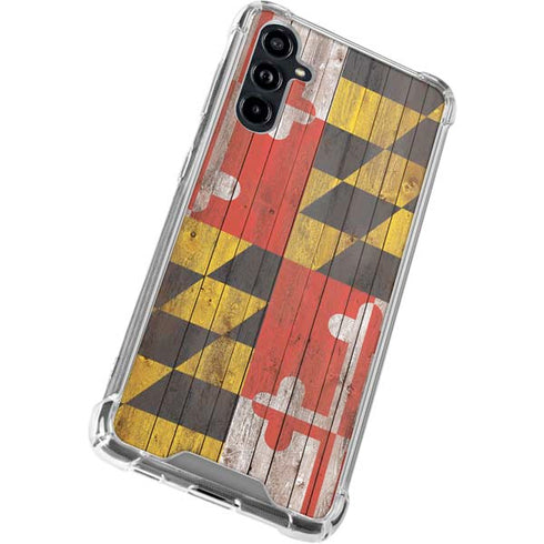 Maryland Flag Dark Wood Galaxy A54 5G Clear Case