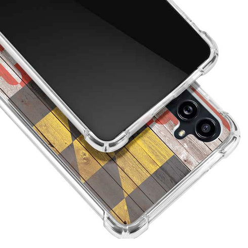 Maryland Flag Dark Wood Galaxy A54 5G Clear Case