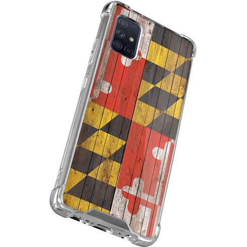 Maryland Flag Dark Wood Galaxy A71 5G Clear Case