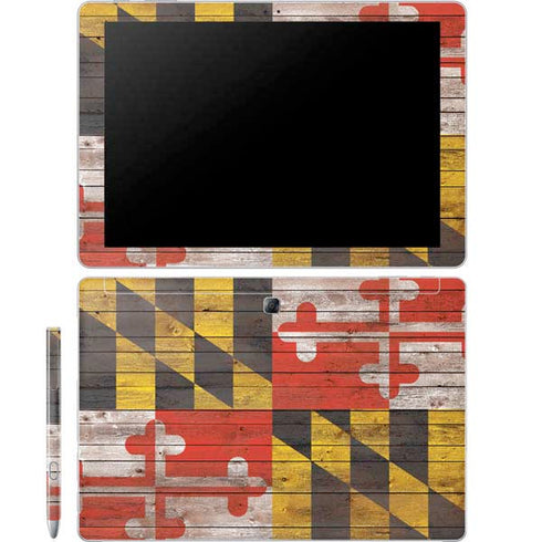 Maryland Flag Dark Wood Galaxy Book 12in Skin