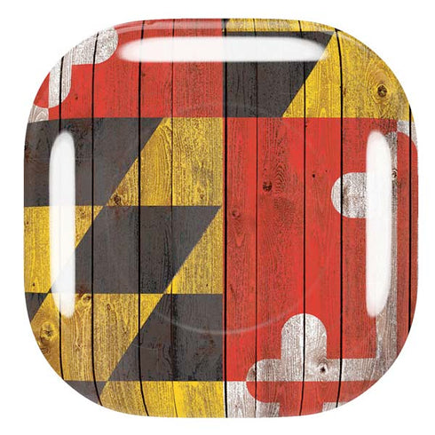 Maryland Flag Dark Wood Galaxy Buds Live Skin