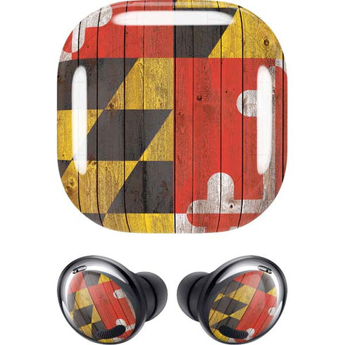 Maryland Flag Dark Wood Galaxy Buds Pro Skin