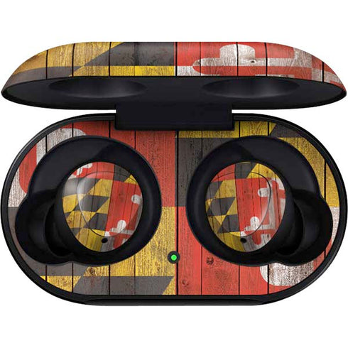 Maryland Flag Dark Wood Galaxy Buds Skin