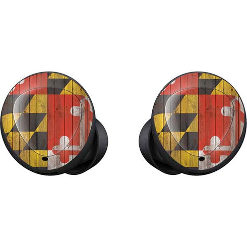 Maryland Flag Dark Wood Galaxy Buds Skin