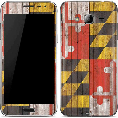 Maryland Flag Dark Wood Galaxy J3 Skin