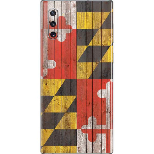 Maryland Flag Dark Wood Galaxy Note 10 Skin