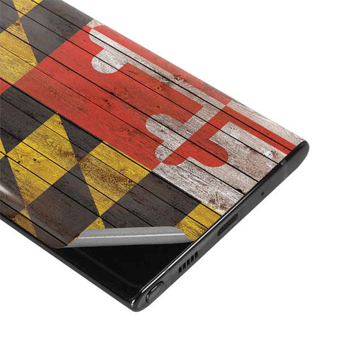Maryland Flag Dark Wood Galaxy Note 10 Skin