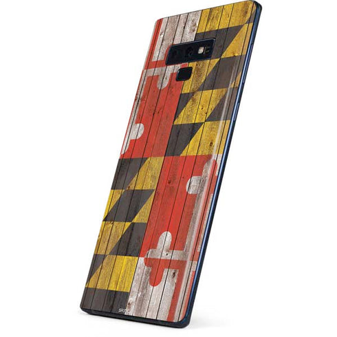Maryland Flag Dark Wood Galaxy Note 9 Skin