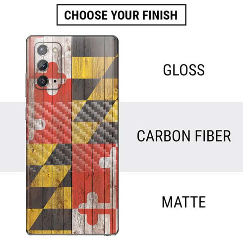 Maryland Flag Dark Wood Galaxy Note20 5G Skin