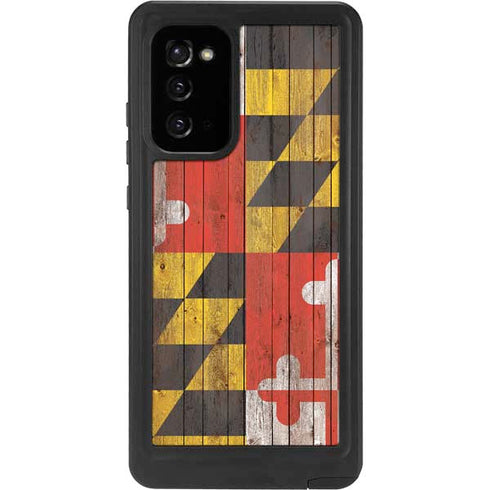 Maryland Flag Dark Wood Galaxy Note20 5G Waterproof Case