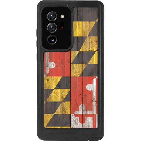 Maryland Flag Dark Wood Galaxy Note20 Ultra 5G Waterproof Case