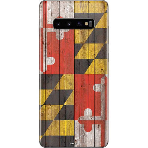 Maryland Flag Dark Wood Galaxy S10 Plus Skin