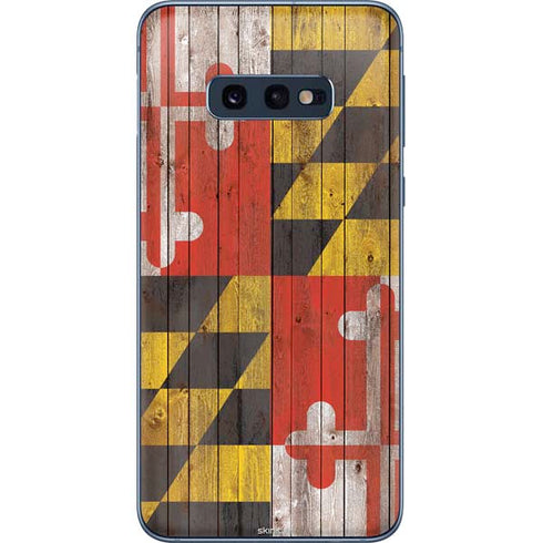 Maryland Flag Dark Wood Galaxy S10e Skin