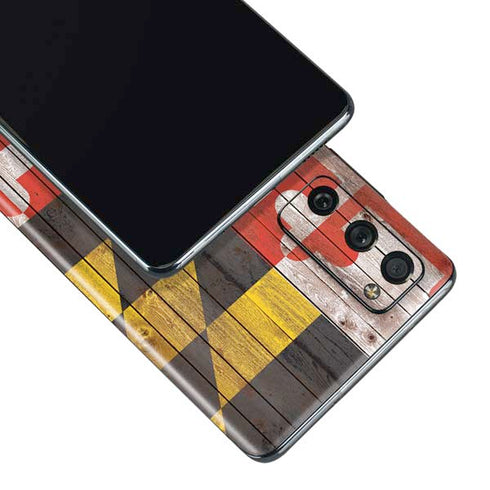 Maryland Flag Dark Wood Galaxy S20 Fan Edition Skin