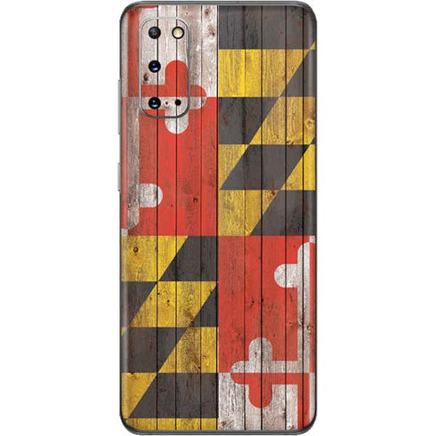 Maryland Flag Dark Wood Galaxy S20 Skin