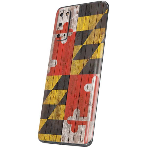 Maryland Flag Dark Wood Galaxy S20 Skin