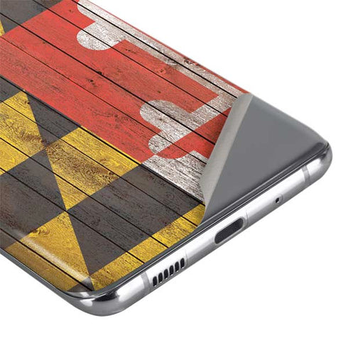 Maryland Flag Dark Wood Galaxy S20 Skin