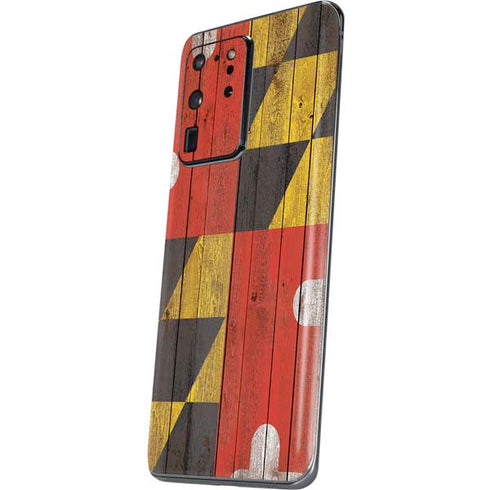 Maryland Flag Dark Wood Galaxy S20 Ultra 5G Skin