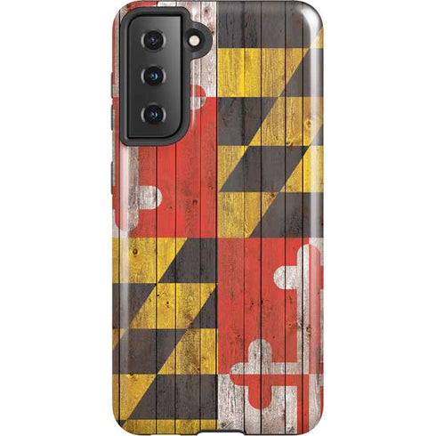 Maryland Flag Dark Wood Galaxy S21 5G Pro Case