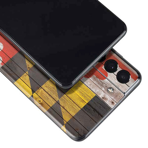 Maryland Flag Dark Wood Galaxy S21 5G Skin