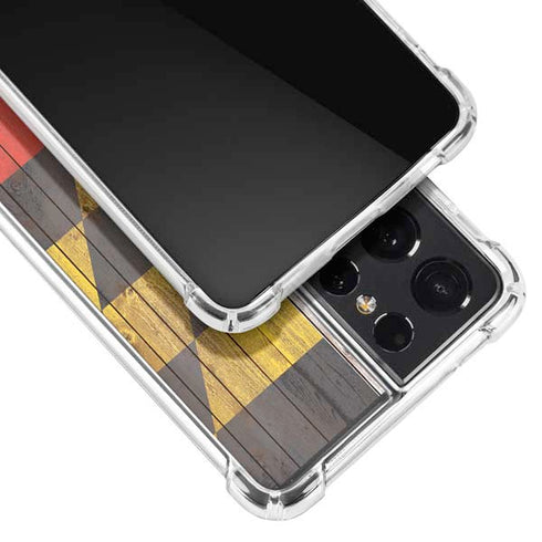 Maryland Flag Dark Wood Galaxy S21 Ultra 5G Clear Case