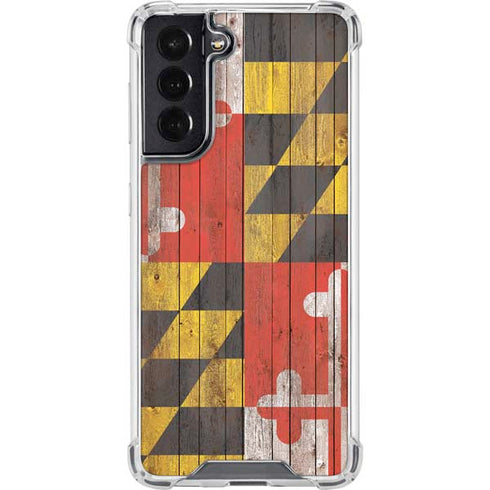 Maryland Flag Dark Wood Galaxy S22 Clear Case