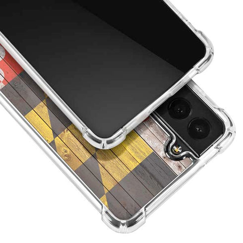 Maryland Flag Dark Wood Galaxy S22 Plus Clear Case
