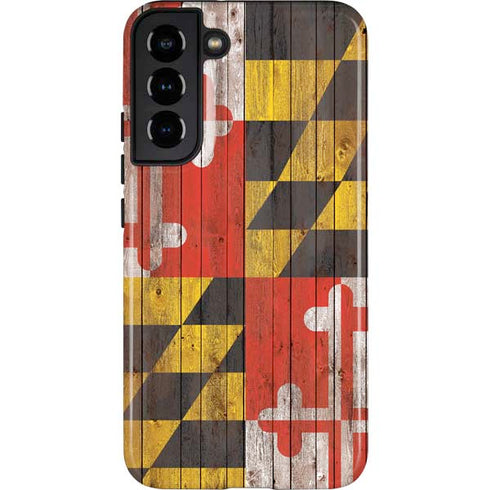 Maryland Flag Dark Wood Galaxy S22 Plus Pro Case