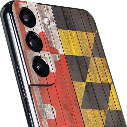 Maryland Flag Dark Wood Galaxy S22 Plus Skin