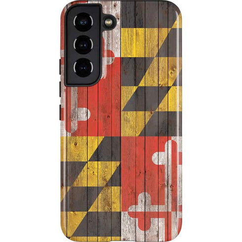 Maryland Flag Dark Wood Galaxy S22 Pro Case