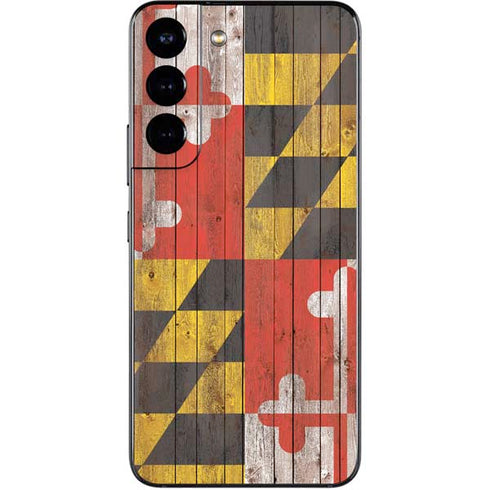 Maryland Flag Dark Wood Galaxy S22 Skin