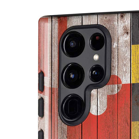 Maryland Flag Dark Wood Galaxy S22 Ultra Pro Case
