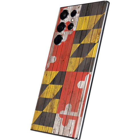 Maryland Flag Dark Wood Galaxy S22 Ultra Skin