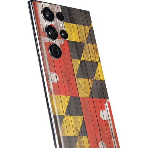 Maryland Flag Dark Wood Galaxy S22 Ultra Skin