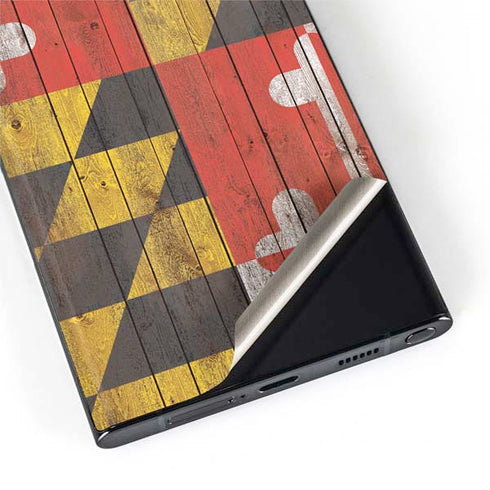 Maryland Flag Dark Wood Galaxy S22 Ultra Skin
