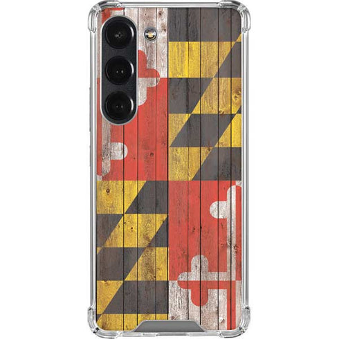 Maryland Flag Dark Wood Galaxy S23 Clear Case