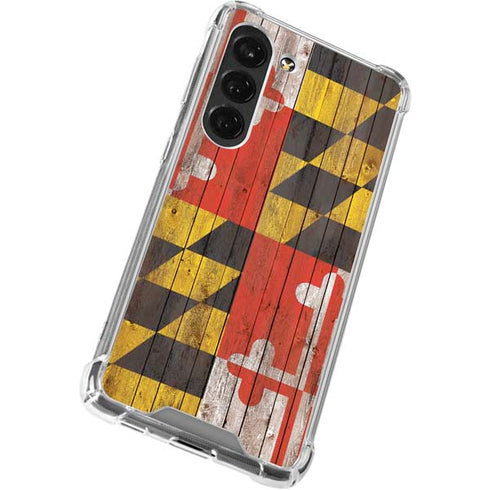 Maryland Flag Dark Wood Galaxy S23 Clear Case