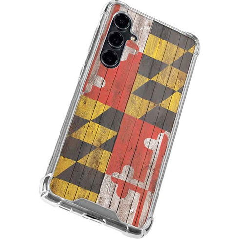 Maryland Flag Dark Wood Galaxy S23 FE Clear Case