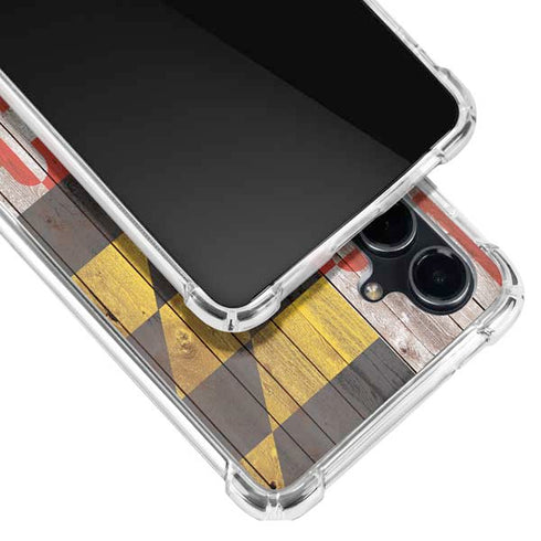 Maryland Flag Dark Wood Galaxy S23 FE Clear Case