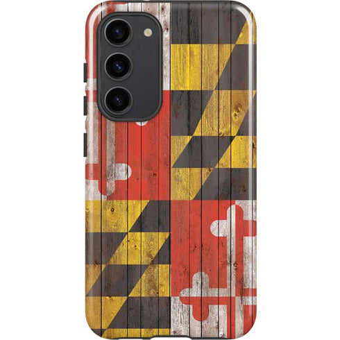 Maryland Flag Dark Wood Galaxy S23 Plus Pro Case