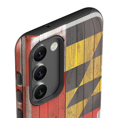 Maryland Flag Dark Wood Galaxy S23 Plus Pro Case