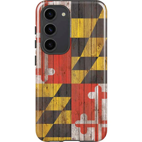 Maryland Flag Dark Wood Galaxy S23 Pro Case