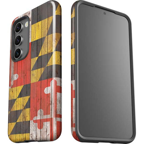 Maryland Flag Dark Wood Galaxy S23 Pro Case