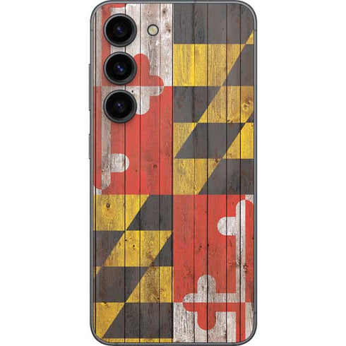 Maryland Flag Dark Wood Galaxy S23 Skin