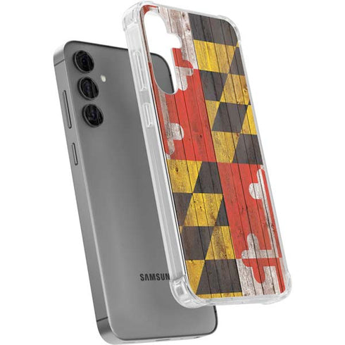 Maryland Flag Dark Wood Galaxy S24 Plus Clear Case