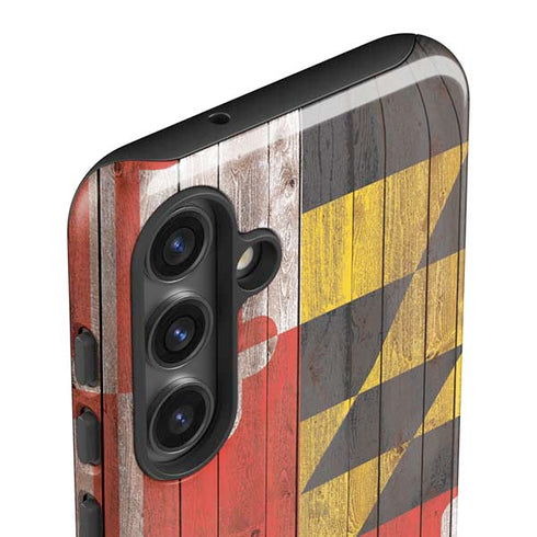 Maryland Flag Dark Wood Galaxy S24 Plus Impact Case