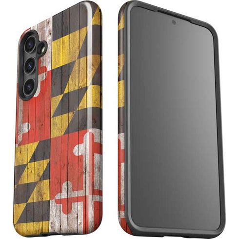 Maryland Flag Dark Wood Galaxy S24 Plus Impact Case